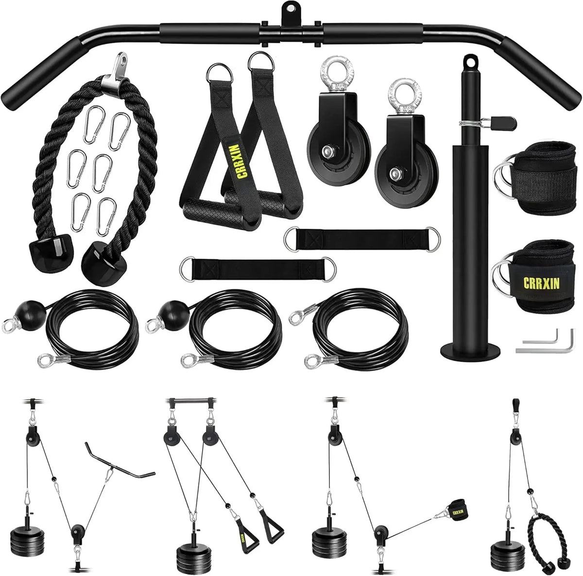 Home Gym LAT & Lift Pulley System – Cable Workout Attachments Best For Athlete