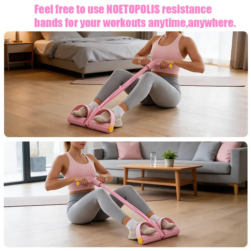 Elastic Sit-Up Resistance Band with 6 Tubes for Home Gym Yoga and Core Training