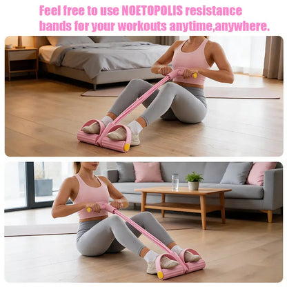 Elastic Sit-Up Resistance Band with 6 Tubes for Home Gym Yoga and Core Training