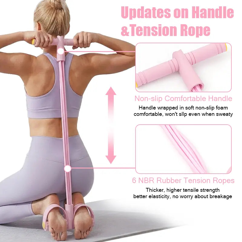 Elastic Sit-Up Resistance Band with 6 Tubes for Home Gym Yoga and Core Training