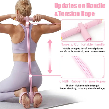 Elastic Sit-Up Resistance Band with 6 Tubes for Home Gym Yoga and Core Training