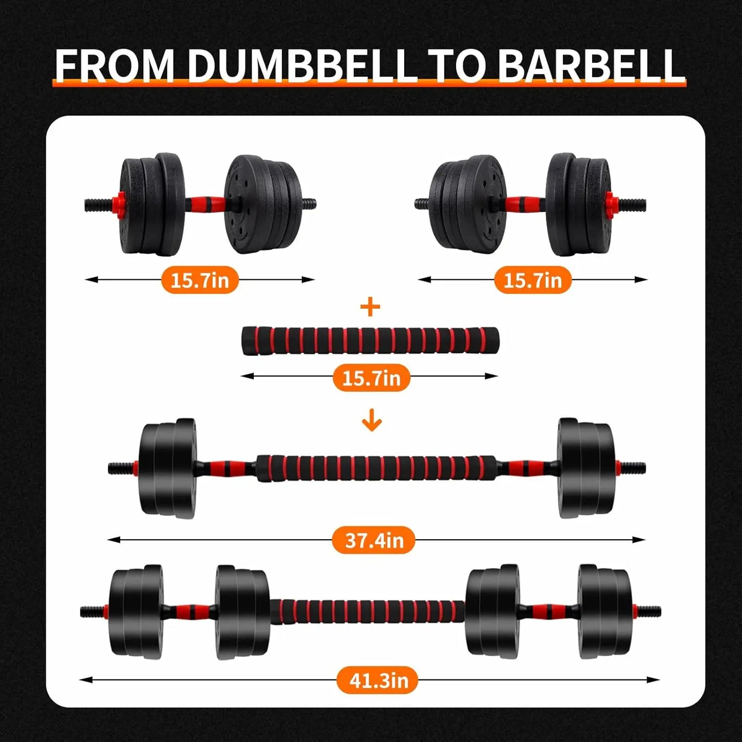 5–44 lbs Adjustable Dumbbell & Barbell Set – Home Gym Strength Training