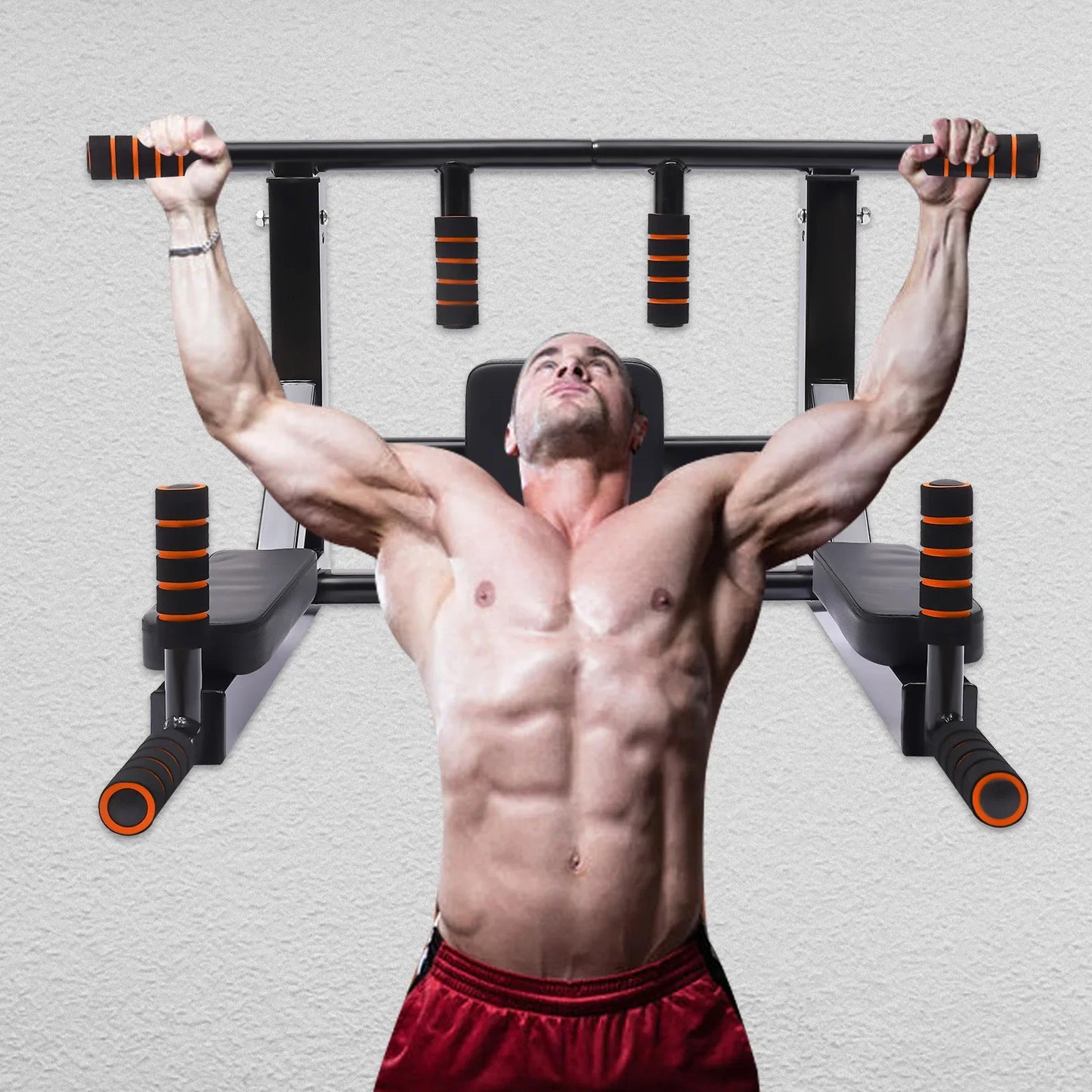 Wall Mounted Pull-Up Bar & Dip Station for Home Gym Training | Multifunctional Dip Station