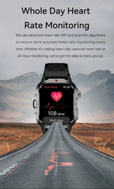LAXASFIT 2025 Rugged Outdoor Smart Watch – 2.01″ HD Bluetooth Call & Fitness Tracker