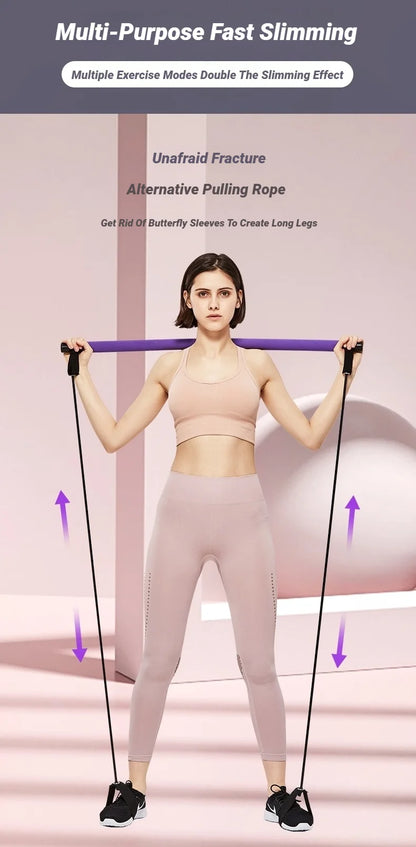 Portable Yoga & Pilates Bar with Resistance Bands for Full Body Workout | Home Gym Equipment