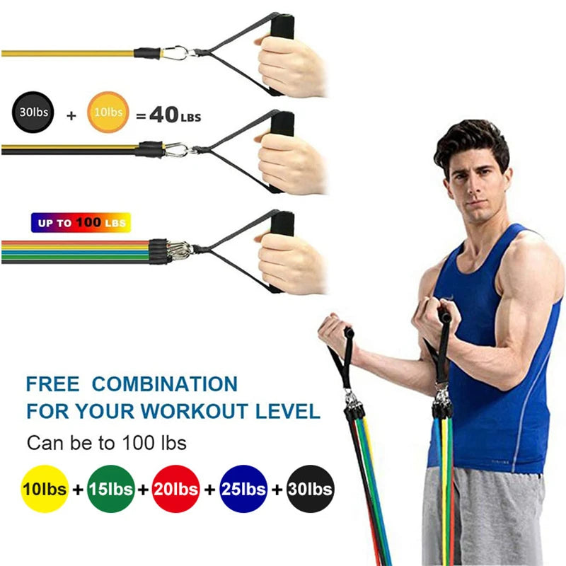 11-Piece Resistance Bands Set with Fitness Accessories for Full-Body Workout