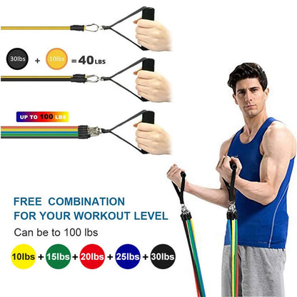 11-Piece Resistance Bands Set with Fitness Accessories for Full-Body Workout