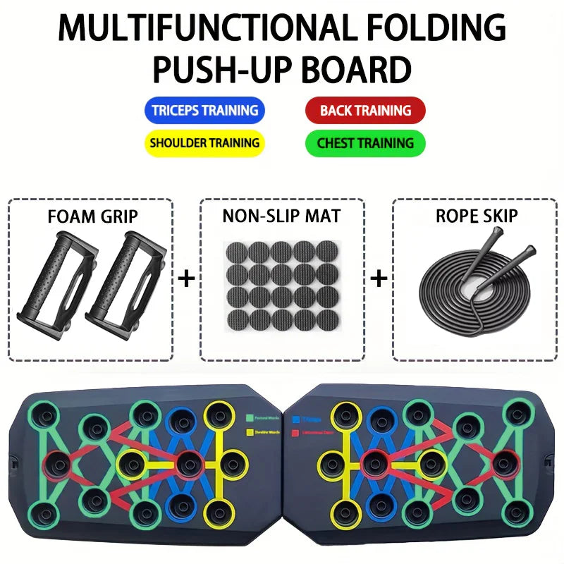 Multifunctional Push-Up Board Set – Foldable Home Gym for Chest, Arms & Core Training