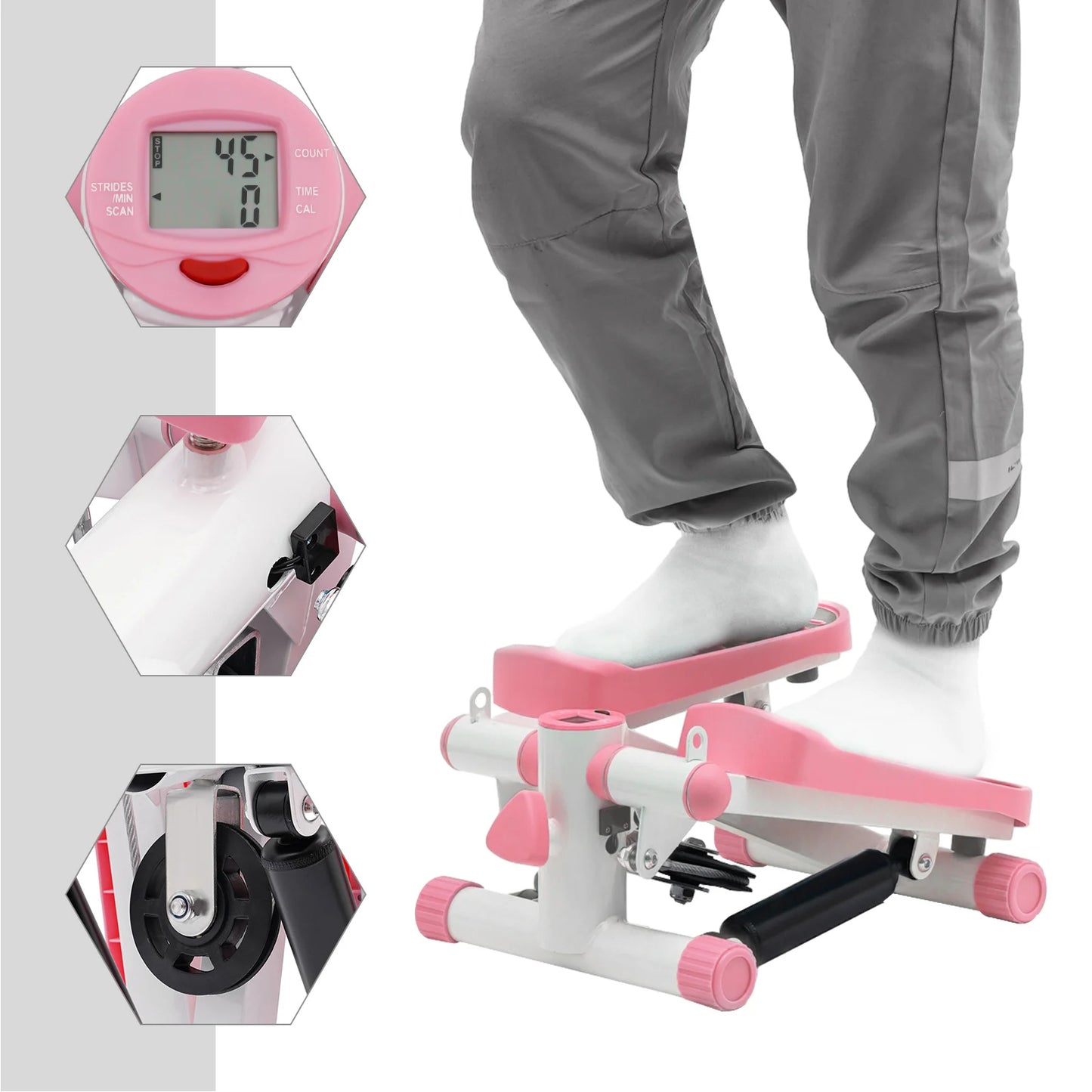 Portable Mini Stepper Machine Blue/Pink for Home & Office Workout