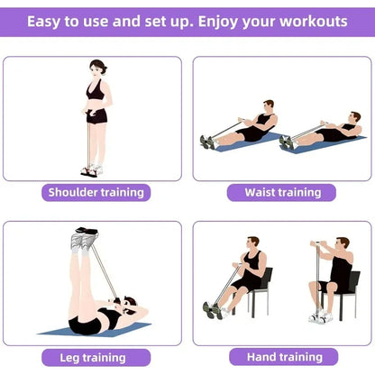 4-Level Resistance Band Tensioner with Non-Slip Handles - Home Fitness Equipment for Abdominal Muscle Training Yoga Abdominal