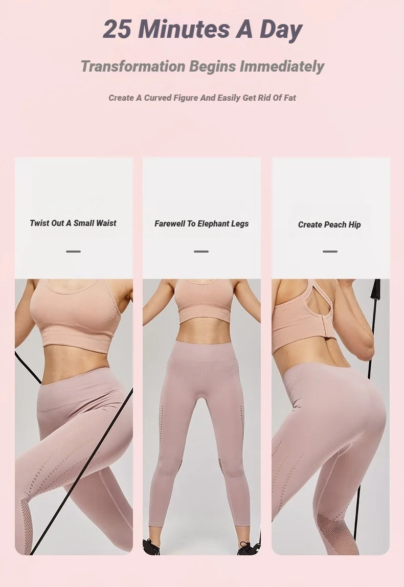 Portable Yoga & Pilates Bar with Resistance Bands for Full Body Workout | Home Gym Equipment