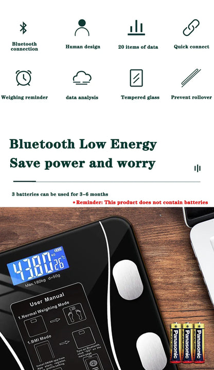 Smart Body Fat & Weight Scale with App – Bluetooth Body Composition Analyzer
