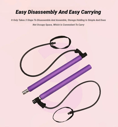 Portable Yoga & Pilates Bar with Resistance Bands for Full Body Workout | Home Gym Equipment