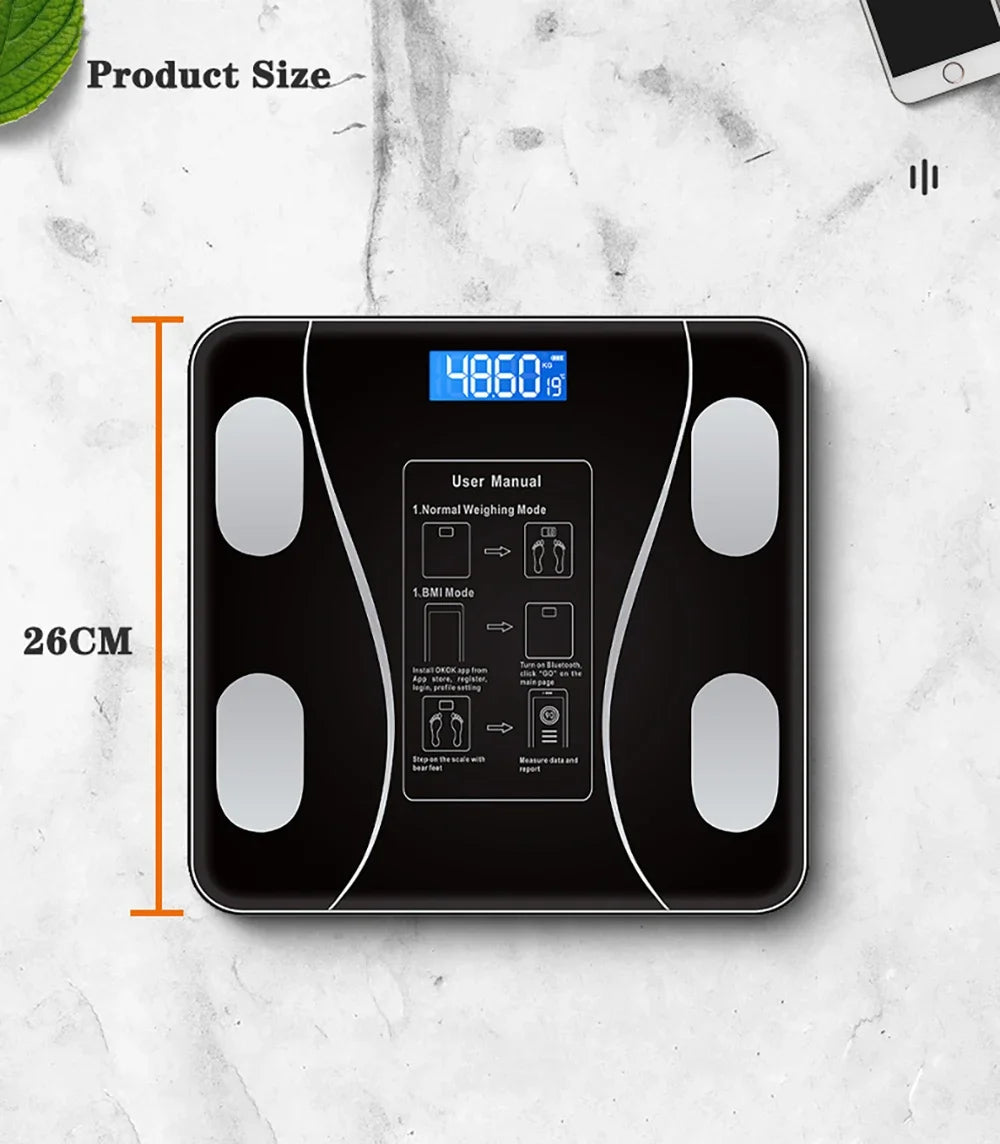 Smart Body Fat & Weight Scale with App – Bluetooth Body Composition Analyzer