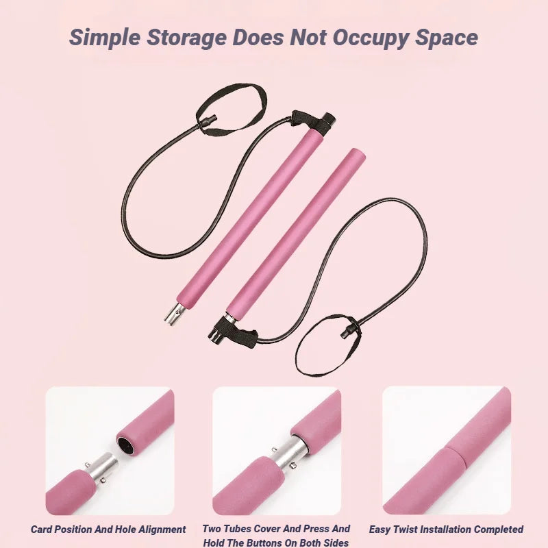 Portable Yoga & Pilates Bar with Resistance Bands for Full Body Workout | Home Gym Equipment