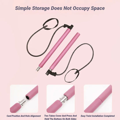 Portable Yoga & Pilates Bar with Resistance Bands for Full Body Workout | Home Gym Equipment