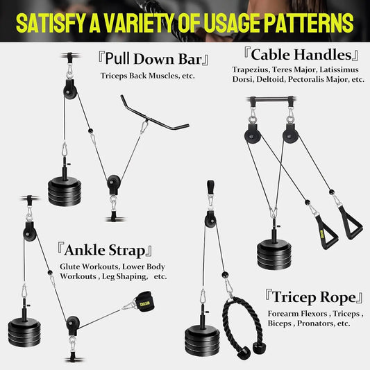 Home Gym LAT & Lift Pulley System – Cable Workout Attachments Best For Athlete