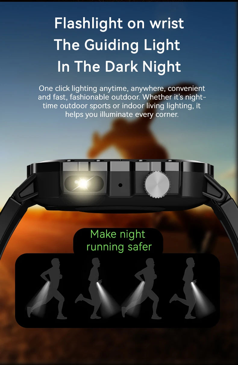 LAXASFIT 2025 Rugged Outdoor Smart Watch – 2.01″ HD Bluetooth Call & Fitness Tracker