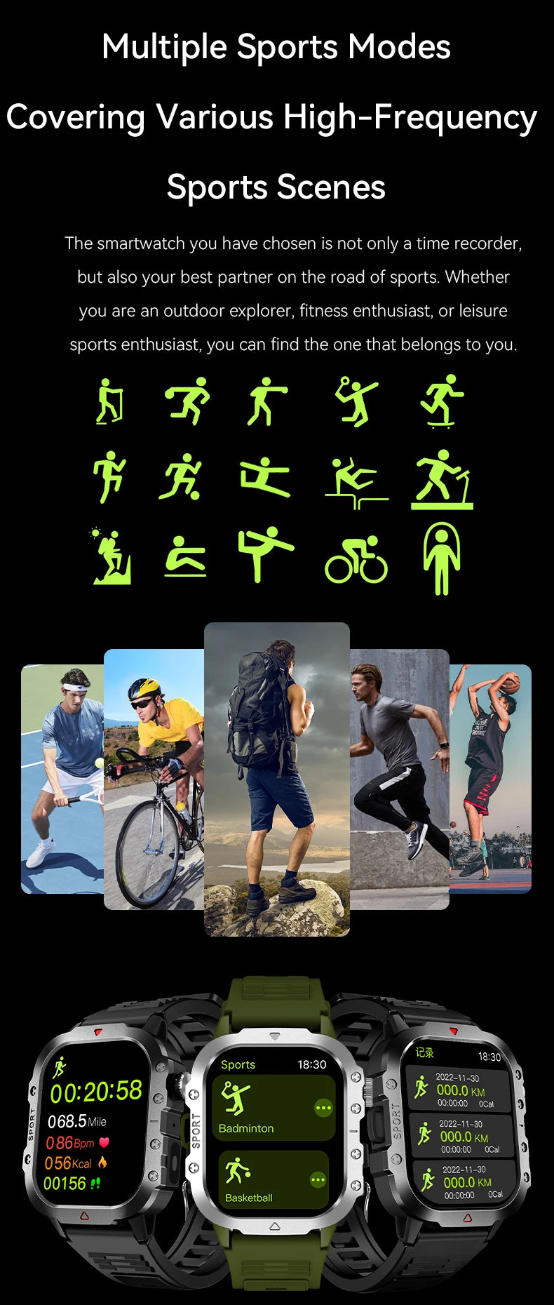 LAXASFIT 2025 Rugged Outdoor Smart Watch – 2.01″ HD Bluetooth Call & Fitness Tracker