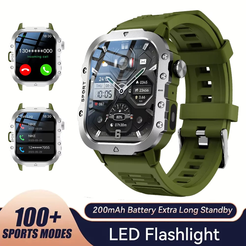 LAXASFIT 2025 Rugged Outdoor Smart Watch – 2.01″ HD Bluetooth Call & Fitness Tracker