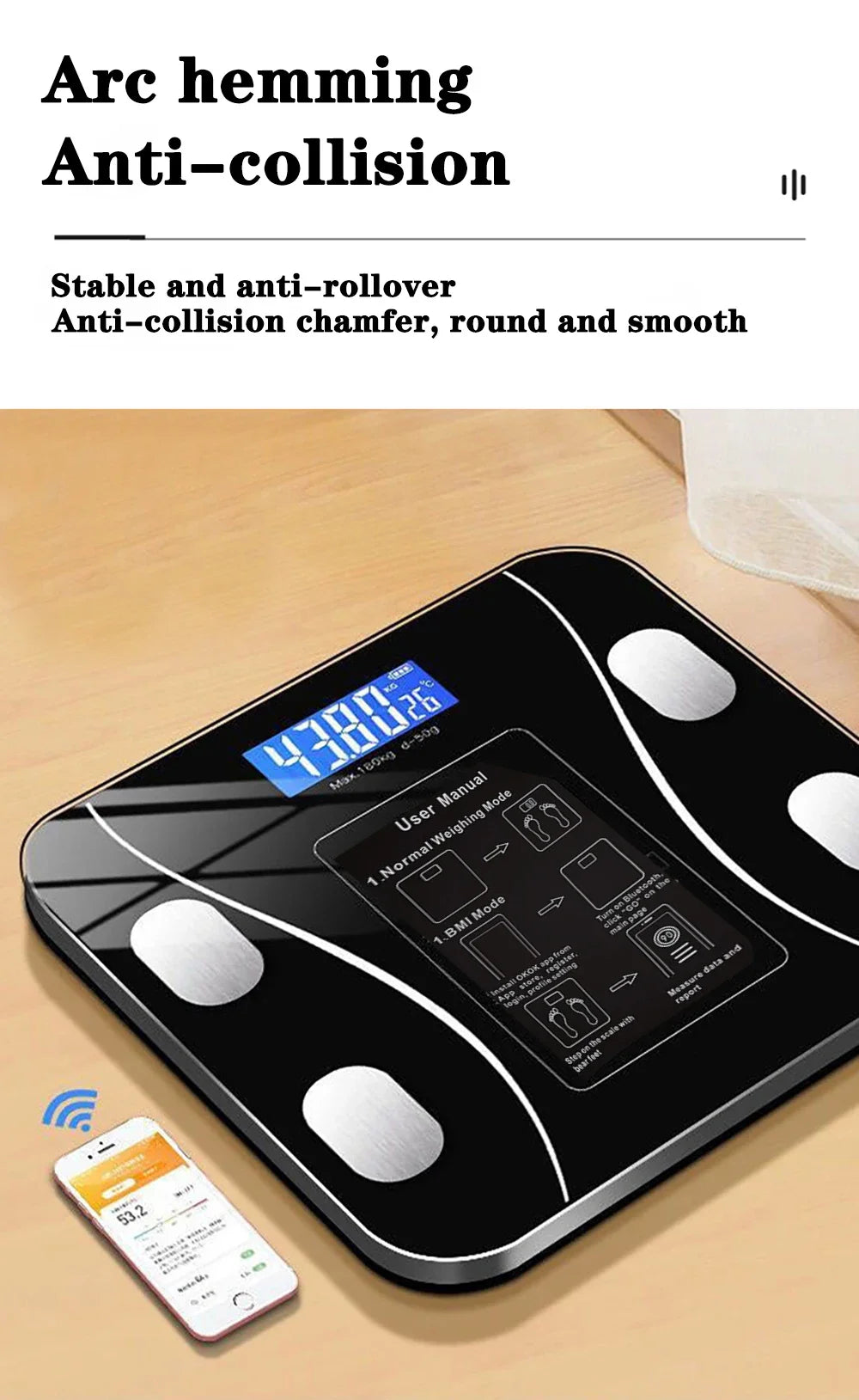 Smart Body Fat & Weight Scale with App – Bluetooth Body Composition Analyzer