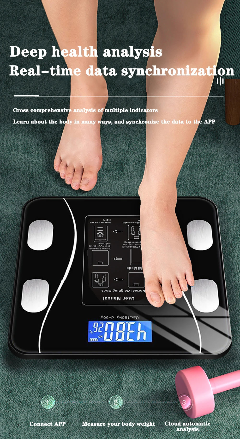 Smart Body Fat & Weight Scale with App – Bluetooth Body Composition Analyzer