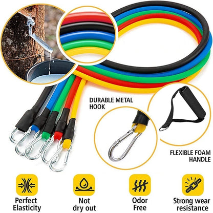 11-Piece Resistance Bands Set with Fitness Accessories for Full-Body Workout