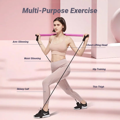 Portable Yoga & Pilates Bar with Resistance Bands for Full Body Workout | Home Gym Equipment