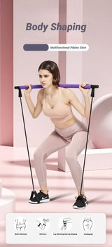 Portable Yoga & Pilates Bar with Resistance Bands – Full Body Toning & Stretching