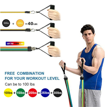 11-Piece Resistance Bands Set with Fitness Accessories for Full-Body Workout