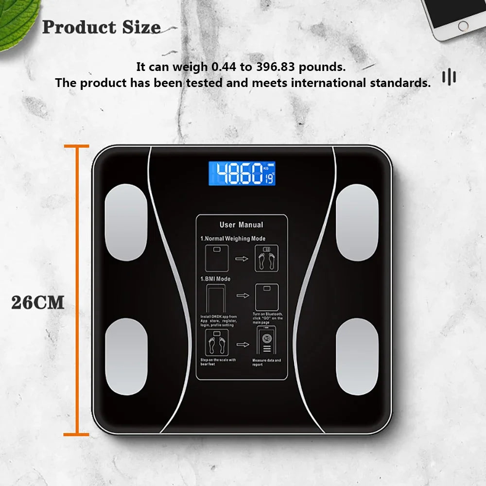 Smart Body Fat & Weight Scale with App – Bluetooth Body Composition Analyzer
