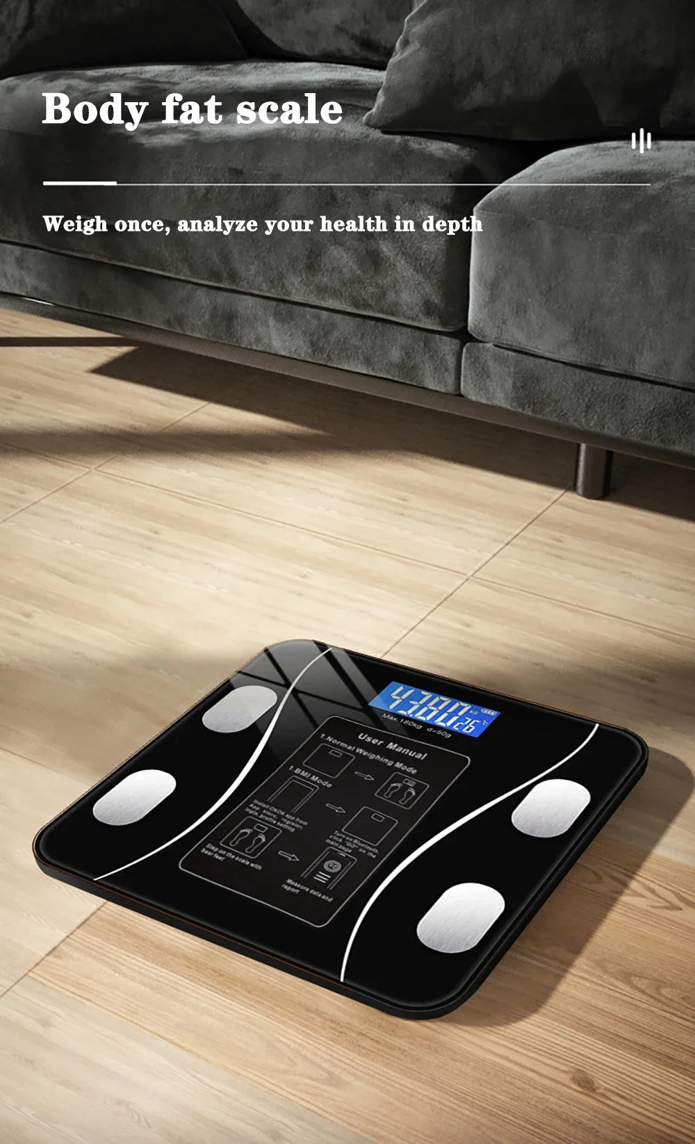 Smart Body Fat & Weight Scale with App – Bluetooth Body Composition Analyzer