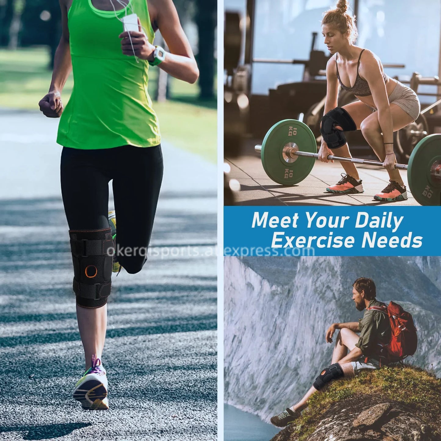 Compression Knee Brace Support Sleeve for Pain Relief & Sports