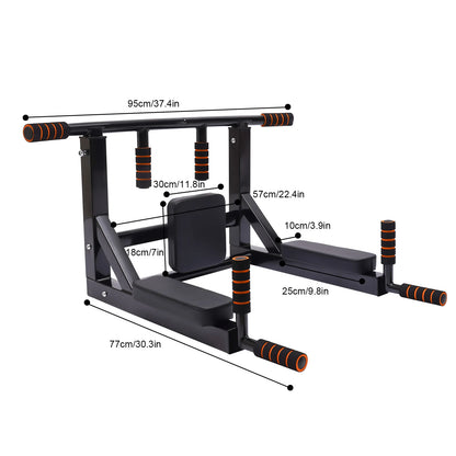 Wall Mounted Pull-Up Bar & Dip Station for Home Gym Training | Multifunctional Dip Station