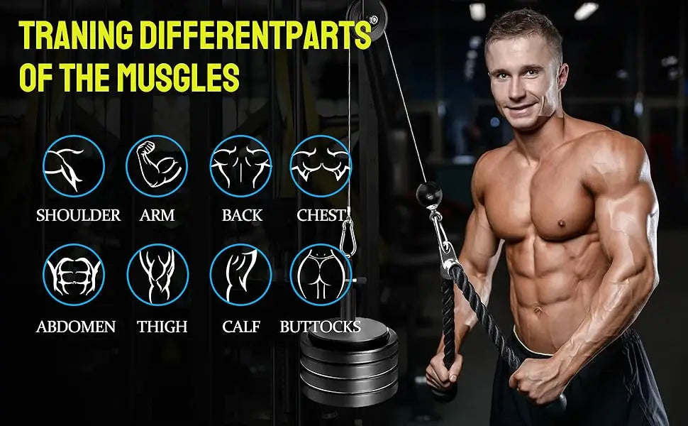 Home Gym LAT & Lift Pulley System – Cable Workout Attachments Best For Athlete