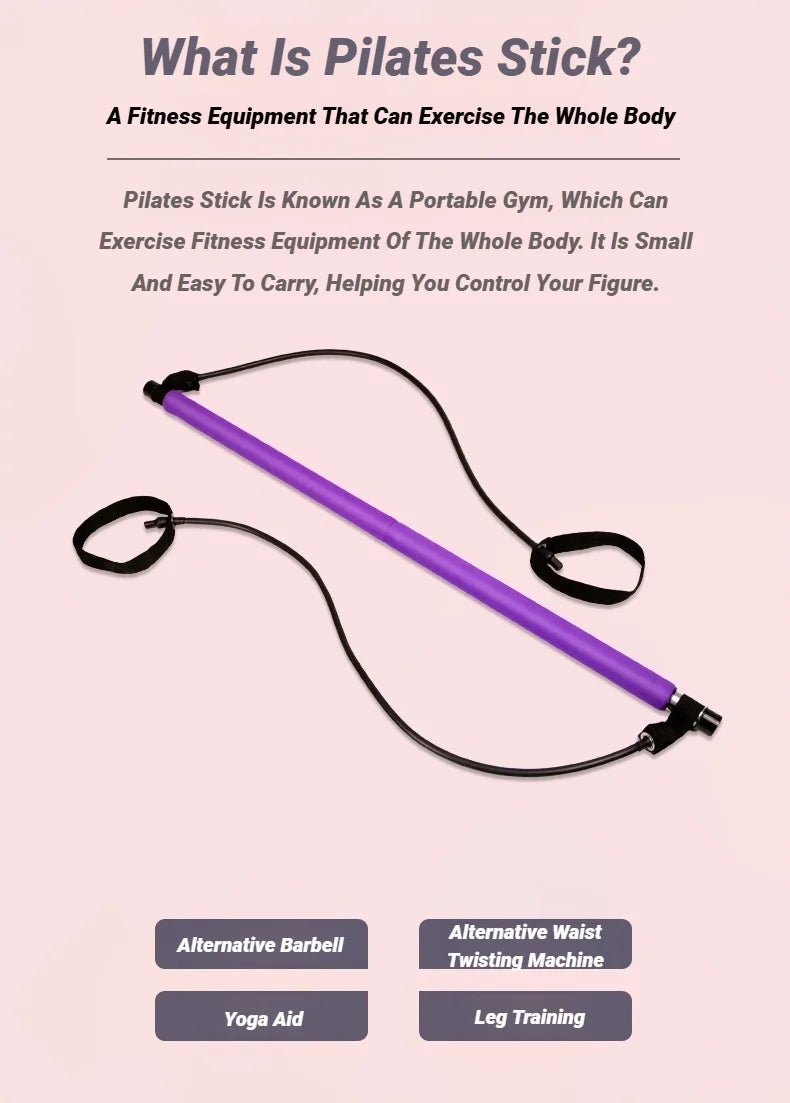 Portable Yoga & Pilates Bar with Resistance Bands for Full Body Workout | Home Gym Equipment