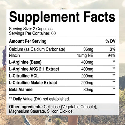 Men’s L-Arginine Fitness Supplement for Muscle, Endurance & Pre-Workout Energy