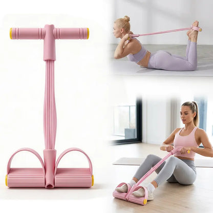 Elastic Sit-Up Resistance Band with 6 Tubes for Home Gym Yoga and Core Training